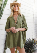 Load image into Gallery viewer, 3 Palm Shirt Dress - Cactus
