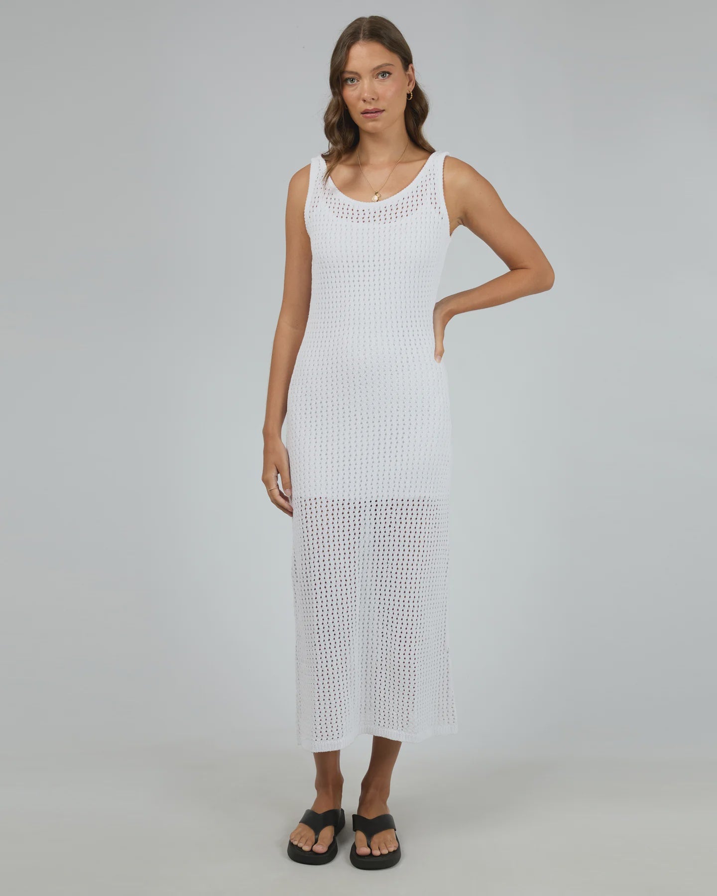 Crochet Maxi Dress Vintage White