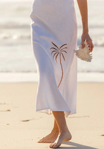 Palm Strapless Dress - White