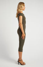 Load image into Gallery viewer, Winnie - Off Shoulder Textured Mesh Fabric Midi Dress - Moss
